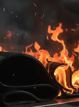 Hule Ignífugo | Material antiflama y autoextinguible para entornos de alto riesgo Hule ignífugo autoextinguible para protección contra fuego en instalaciones industriales